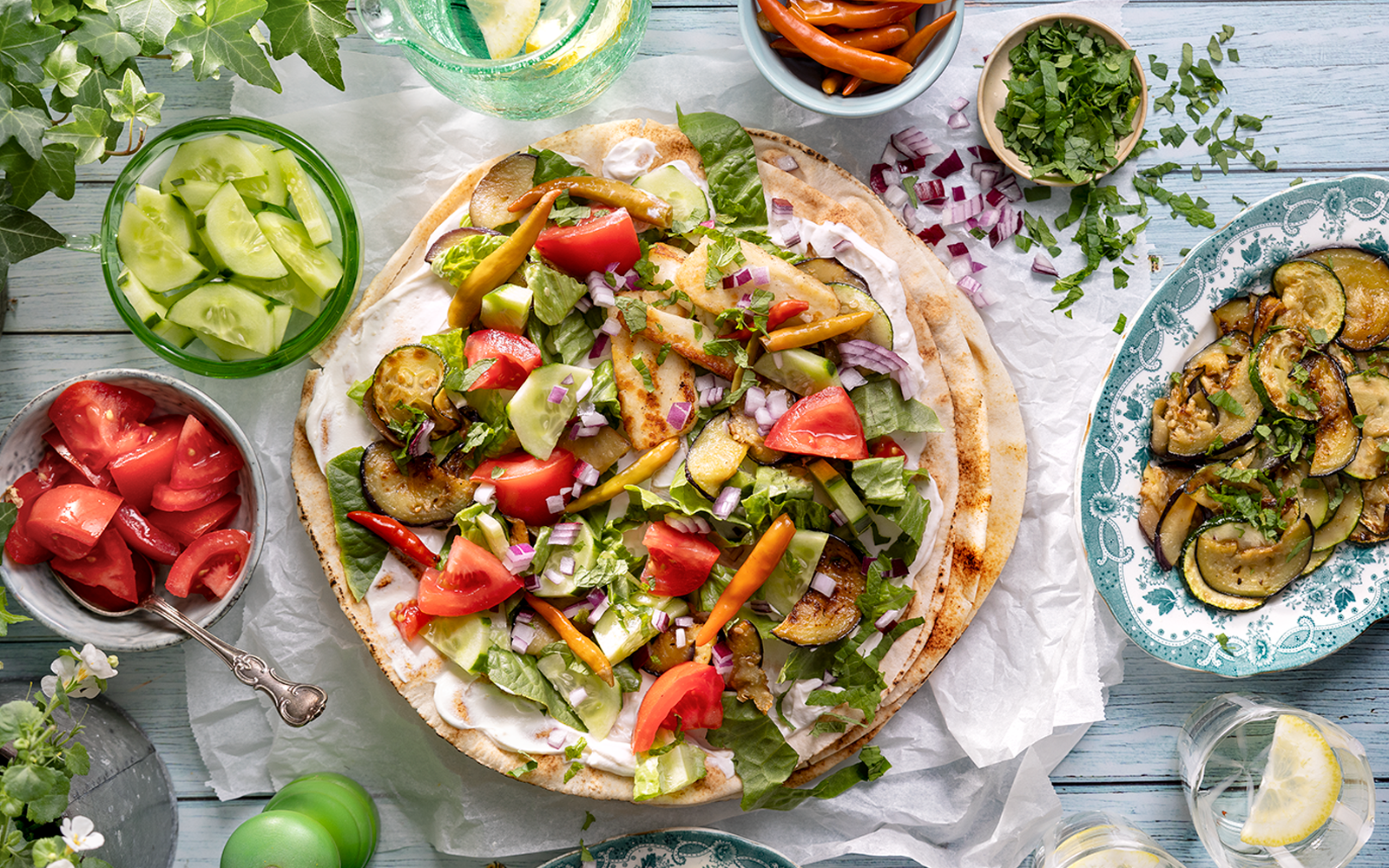 Halloumiwrap med stekt squash