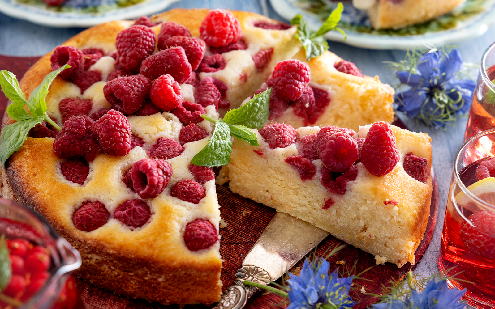 Ricottakaka med hallon och citron