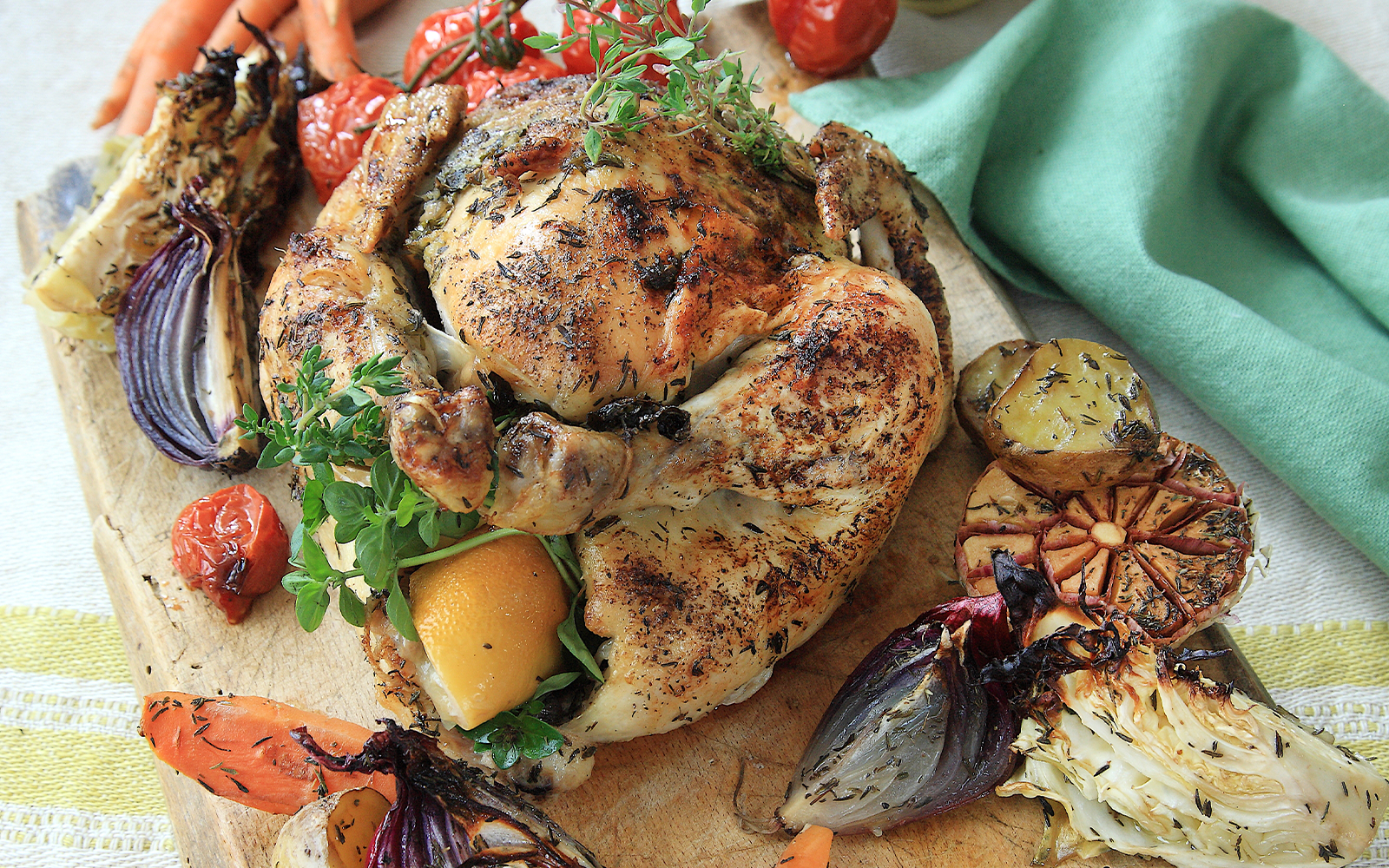 Helstekt citron- och örtkyckling