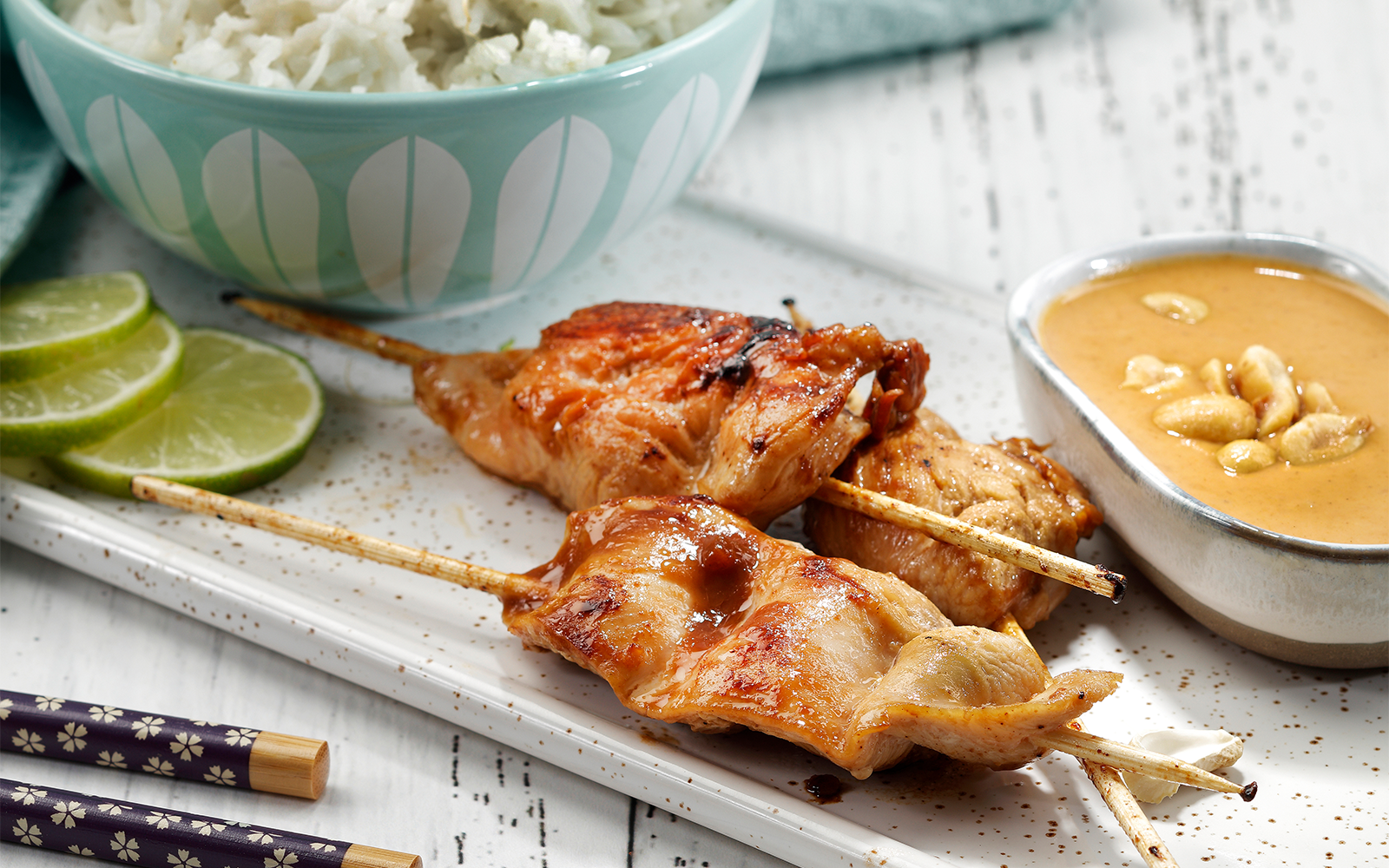 Sataykyckling med jordnötssås