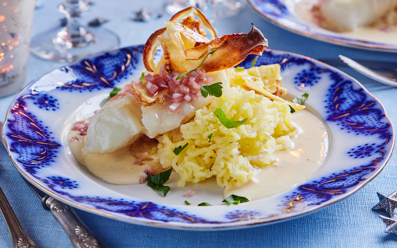 Torskrygg med vitvinssås