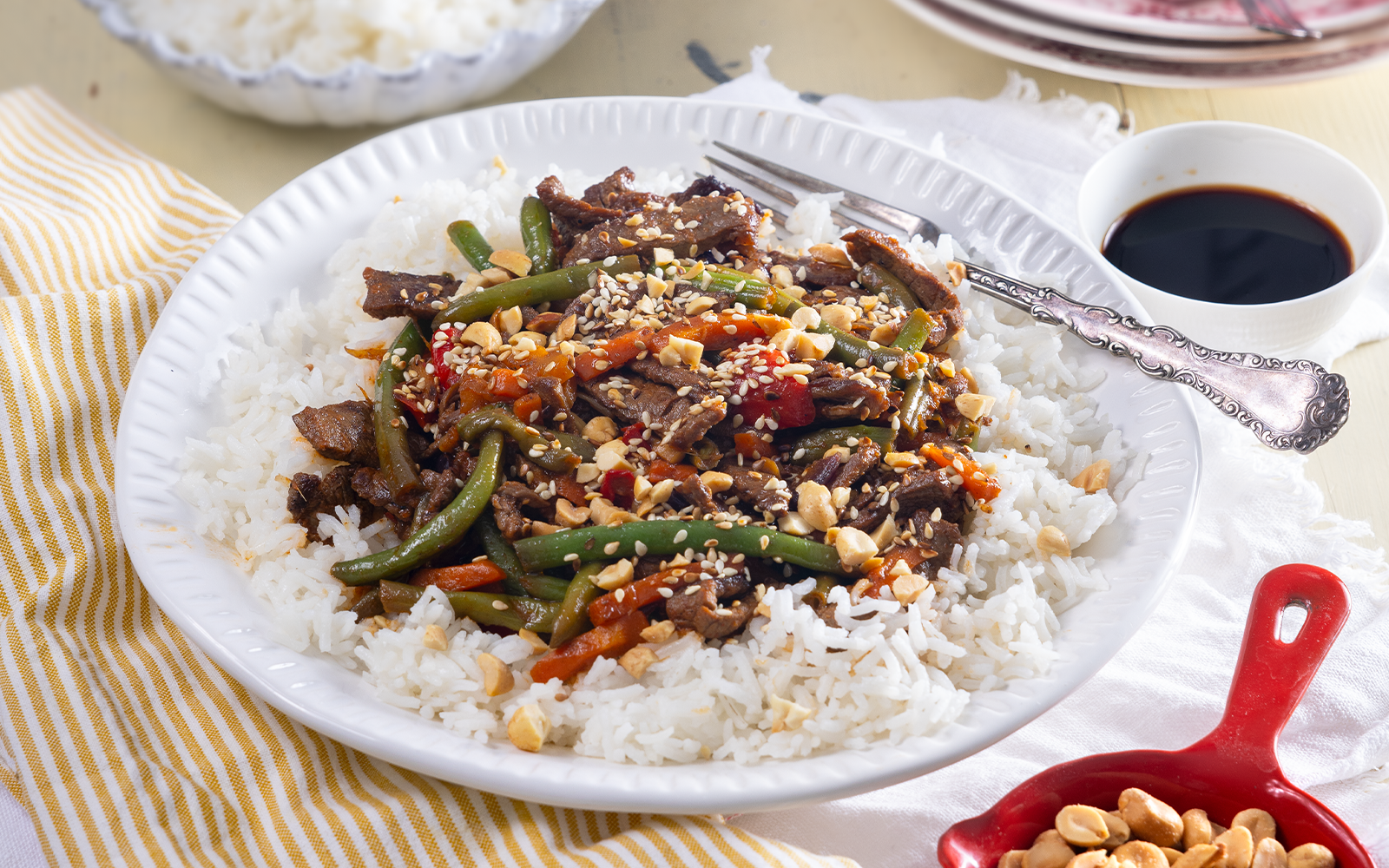 Biffwok med frysta wokgrönsaker