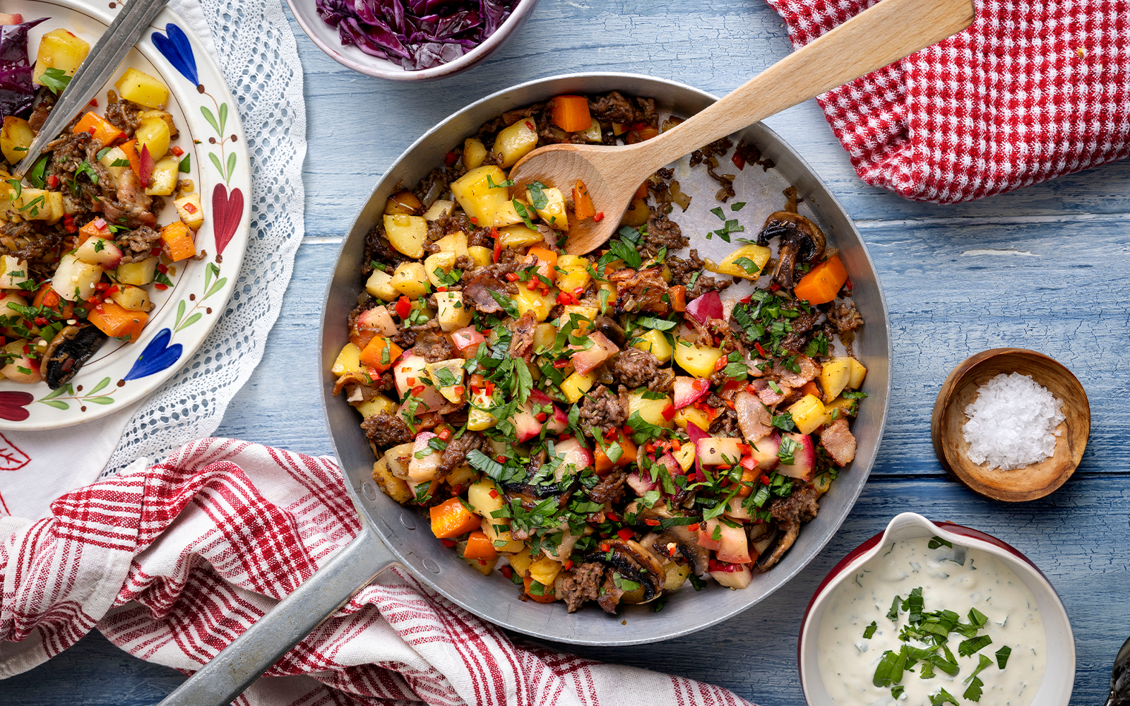 Köttfärspytt med skogssmaker