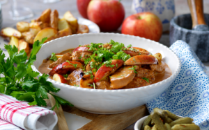 Fläskfilé med grönpeppar och äpple