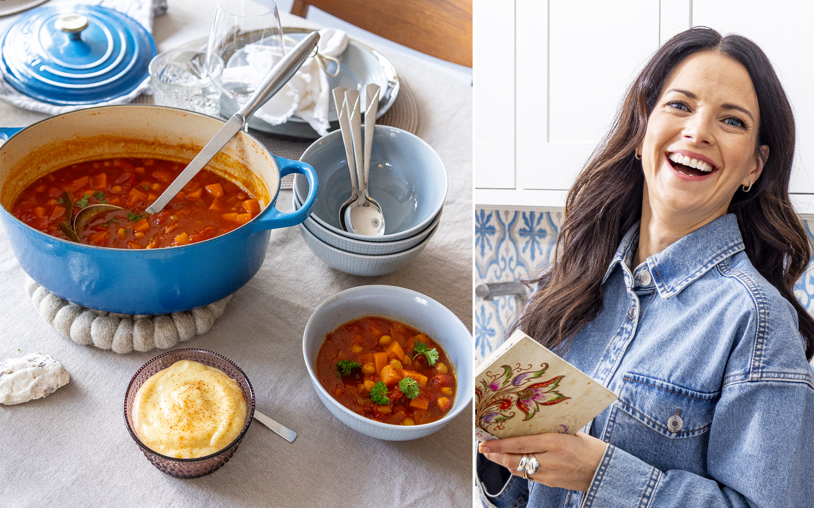 Sötpotatisgryta med kikärtor och aioli – recept från Malin Olsson